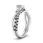 Load image into Gallery viewer, twisted-daisy-radiant-black-diamond-bridal-ring-set-in-white-gold-FD9986B2RAGBLACK-NL-WG

