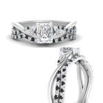 Load image into Gallery viewer, twisted-daisy-radiant-black-diamond-bridal-ring-set-in-white-gold-FD9986B2RAGBLACK-NL-WG
