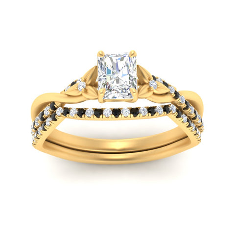 twisted-daisy-radiant-black-diamond-bridal-ring-set-in-yellow-gold-FD9986B2RAGBLACK-NL-YG