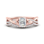 Load image into Gallery viewer, twisted-daisy-radiant-diamond-bridal-ring-set-in-rose-gold-FD9986B2RA-NL-RG
