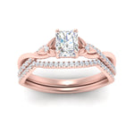 Load image into Gallery viewer, twisted-daisy-radiant-diamond-bridal-ring-set-in-rose-gold-FD9986B2RA-NL-RG
