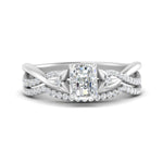 Load image into Gallery viewer, twisted-daisy-radiant-diamond-bridal-ring-set-in-white-gold-FD9986B2RA-NL-WG
