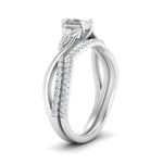 Load image into Gallery viewer, twisted-daisy-radiant-diamond-bridal-ring-set-in-white-gold-FD9986B2RA-NL-WG
