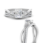 Load image into Gallery viewer, twisted-daisy-radiant-diamond-bridal-ring-set-in-white-gold-FD9986B2RA-NL-WG
