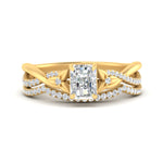 Load image into Gallery viewer, twisted-daisy-radiant-diamond-bridal-ring-set-in-yellow-gold-FD9986B2RA-NL-YG
