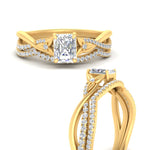 Load image into Gallery viewer, twisted-daisy-radiant-diamond-bridal-ring-set-in-yellow-gold-FD9986B2RA-NL-YG
