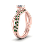 Load image into Gallery viewer, twisted-daisy-radiant-emerald-bridal-ring-set-in-rose-gold-FD9986B2RAGEMGR-NL-RG

