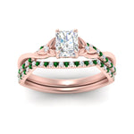 Load image into Gallery viewer, twisted-daisy-radiant-emerald-bridal-ring-set-in-rose-gold-FD9986B2RAGEMGR-NL-RG

