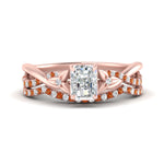 Load image into Gallery viewer, twisted-daisy-radiant-orange-sapphire-bridal-ring-set-in-rose-gold-FD9986B2RAGSAOR-NL-RG
