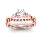 Load image into Gallery viewer, twisted-daisy-radiant-orange-sapphire-bridal-ring-set-in-rose-gold-FD9986B2RAGSAOR-NL-RG
