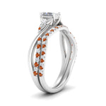Load image into Gallery viewer, twisted-daisy-radiant-orange-sapphire-bridal-ring-set-in-white-gold-FD9986B2RAGSAOR-NL-WG
