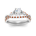 Load image into Gallery viewer, twisted-daisy-radiant-orange-sapphire-bridal-ring-set-in-white-gold-FD9986B2RAGSAOR-NL-WG
