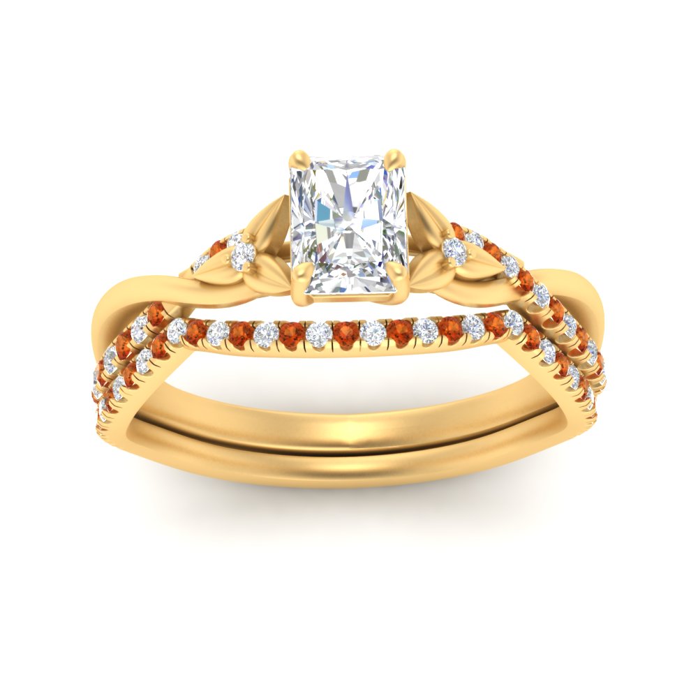twisted-daisy-radiant-orange-sapphire-bridal-ring-set-in-yellow-gold-FD9986B2RAGSAOR-NL-YG