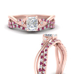Load image into Gallery viewer, twisted-daisy-radiant-pink-sapphire-bridal-ring-set-in-rose-gold-FD9986B2RAGSADRPI-NL-RG
