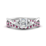 Load image into Gallery viewer, twisted-daisy-radiant-pink-sapphire-bridal-ring-set-in-white-gold-FD9986B2RAGSADRPI-NL-WG
