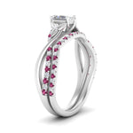 Load image into Gallery viewer, twisted-daisy-radiant-pink-sapphire-bridal-ring-set-in-white-gold-FD9986B2RAGSADRPI-NL-WG
