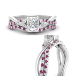 Load image into Gallery viewer, twisted-daisy-radiant-pink-sapphire-bridal-ring-set-in-white-gold-FD9986B2RAGSADRPI-NL-WG
