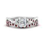Load image into Gallery viewer, twisted-daisy-radiant-ruby-bridal-ring-set-in-white-gold-FD9986B2RAGRUDR-NL-WG
