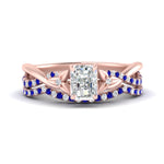 Load image into Gallery viewer, twisted-daisy-radiant-sapphire-bridal-ring-set-in-rose-gold-FD9986B2RAGSABL-NL-RG
