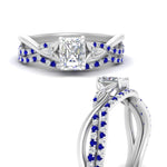 Load image into Gallery viewer, twisted-daisy-radiant-sapphire-bridal-ring-set-in-white-gold-FD9986B2RAGSABL-NL-WG
