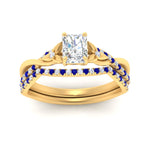 Load image into Gallery viewer, twisted-daisy-radiant-sapphire-bridal-ring-set-in-yellow-gold-FD9986B2RAGSABL-NL-YG
