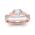 Load image into Gallery viewer, twisted-daisy-round-diamond-bridal-ring-set-in-rose-gold-FD9986B2RO-NL-RG
