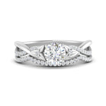 Load image into Gallery viewer, twisted-daisy-round-diamond-bridal-ring-set-in-white-gold-FD9986B2RO-NL-WG
