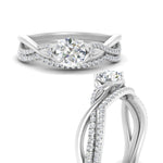 Load image into Gallery viewer, twisted-daisy-round-diamond-bridal-ring-set-in-white-gold-FD9986B2RO-NL-WG
