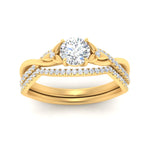 Load image into Gallery viewer, twisted-daisy-round-diamond-bridal-ring-set-in-yellow-gold-FD9986B2RO-NL-YG
