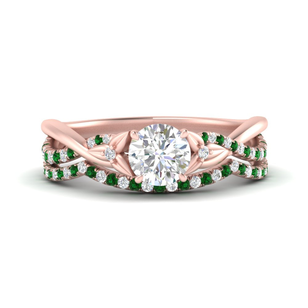 twisted-daisy-round-emerald-bridal-ring-set-in-rose-gold-FD9986B2ROGEMGR-NL-RG