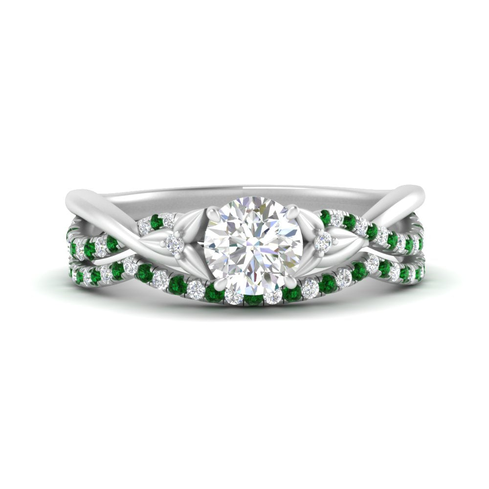 twisted-daisy-round-emerald-bridal-ring-set-in-white-gold-FD9986B2ROGEMGR-NL-WG
