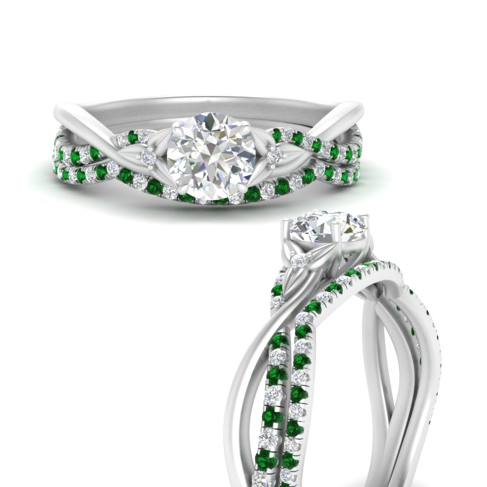 twisted-daisy-round-emerald-bridal-ring-set-in-white-gold-FD9986B2ROGEMGR-NL-WG