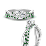 Load image into Gallery viewer, twisted-daisy-round-emerald-bridal-ring-set-in-white-gold-FD9986B2ROGEMGR-NL-WG
