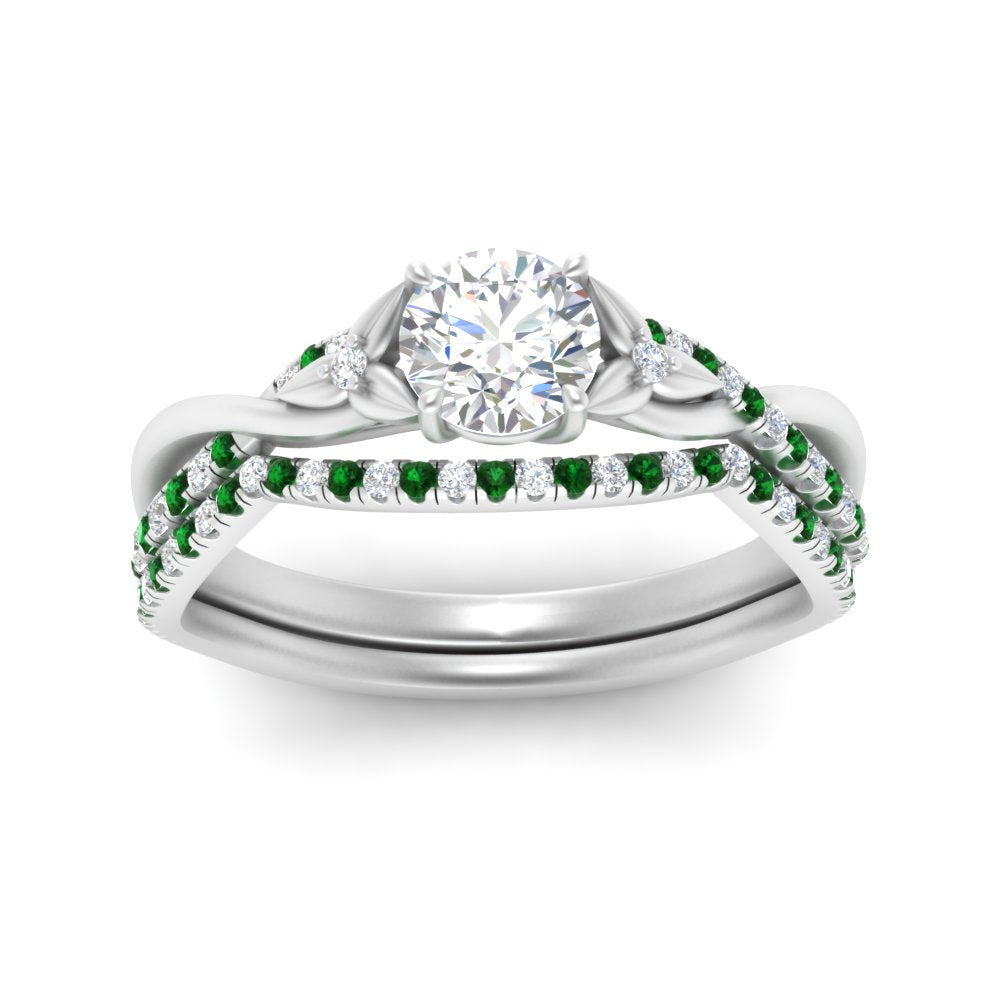 twisted-daisy-round-emerald-bridal-ring-set-in-white-gold-FD9986B2ROGEMGR-NL-WG