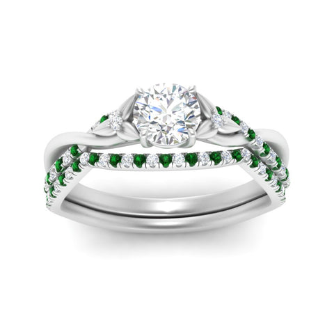 twisted-daisy-round-emerald-bridal-ring-set-in-white-gold-FD9986B2ROGEMGR-NL-WG
