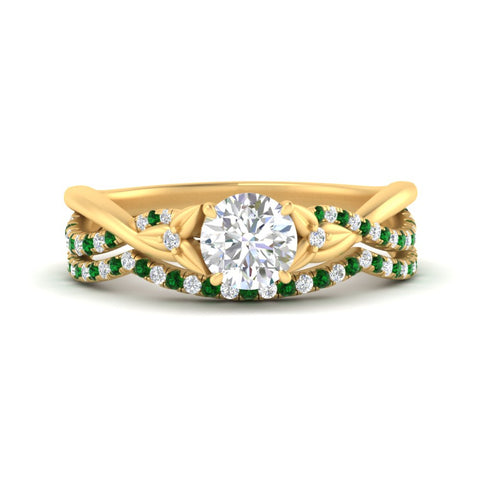 twisted-daisy-round-emerald-bridal-ring-set-in-yellow-gold-FD9986B2ROGEMGR-NL-YG