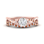Load image into Gallery viewer, twisted-daisy-round-orange-sapphire-bridal-ring-set-in-rose-gold-FD9986B2ROGSAOR-NL-RG

