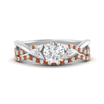 Load image into Gallery viewer, twisted-daisy-round-orange-sapphire-bridal-ring-set-in-white-gold-FD9986B2ROGSAOR-NL-WG
