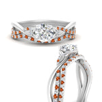 Load image into Gallery viewer, twisted-daisy-round-orange-sapphire-bridal-ring-set-in-white-gold-FD9986B2ROGSAOR-NL-WG
