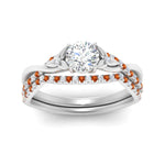 Load image into Gallery viewer, twisted-daisy-round-orange-sapphire-bridal-ring-set-in-white-gold-FD9986B2ROGSAOR-NL-WG
