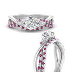 Load image into Gallery viewer, twisted-daisy-round-pink-sapphire-bridal-ring-set-in-white-gold-FD9986B2ROGSADRPI-NL-WG
