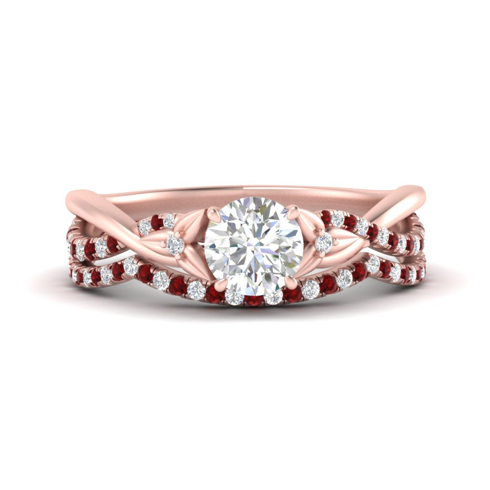 twisted-daisy-round-ruby-bridal-ring-set-in-rose-gold-FD9986B2ROGRUDR-NL-RG
