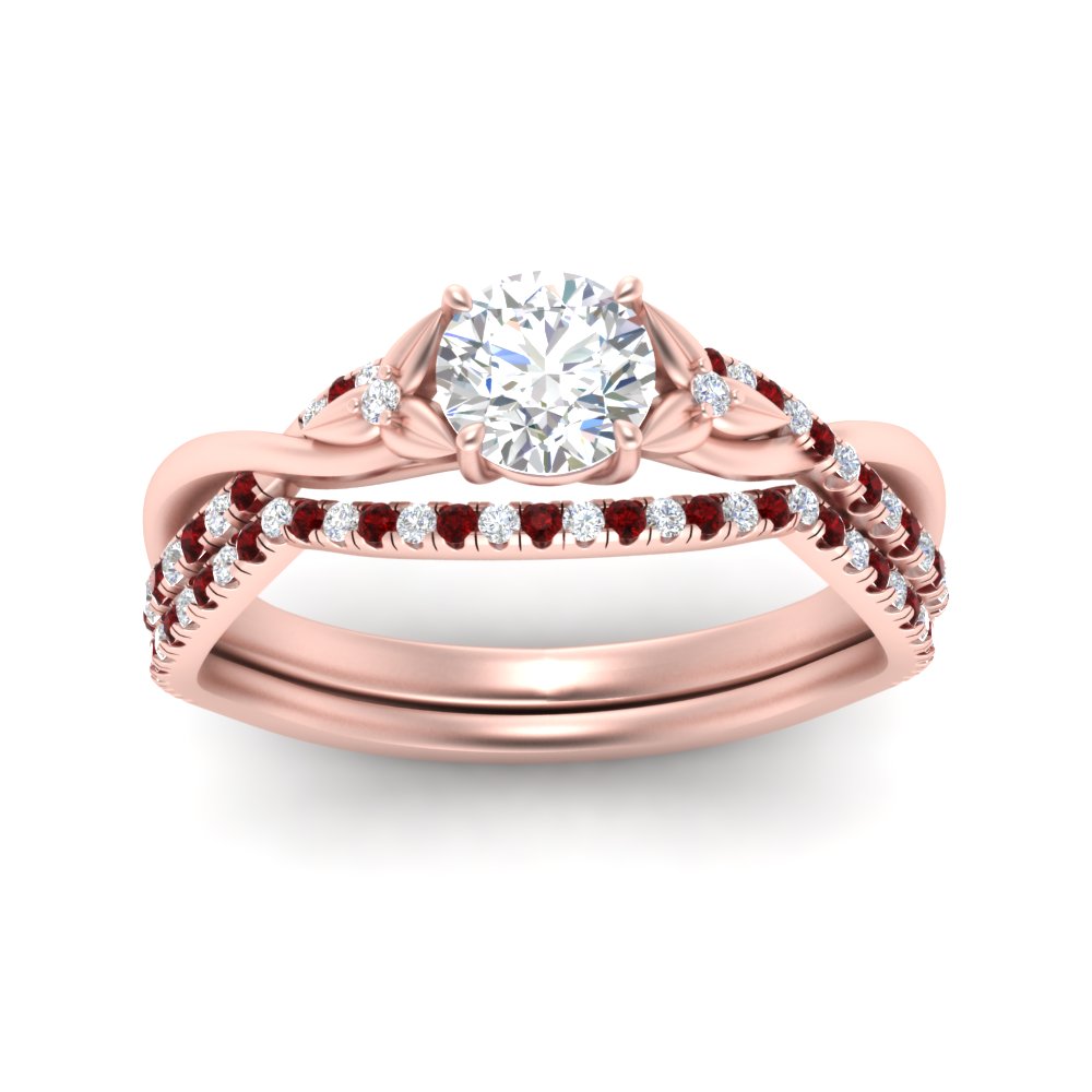 twisted-daisy-round-ruby-bridal-ring-set-in-rose-gold-FD9986B2ROGRUDR-NL-RG