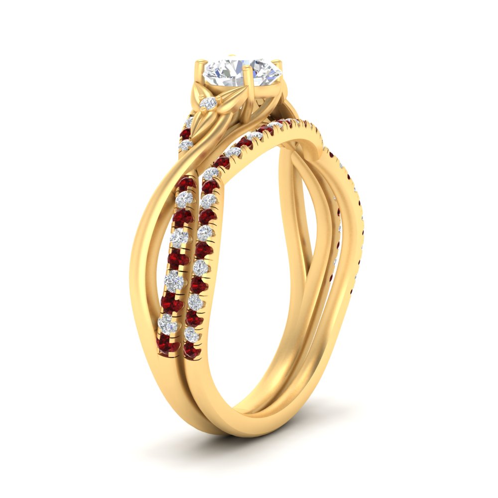 twisted-daisy-round-ruby-bridal-ring-set-in-yellow-gold-FD9986B2ROGRUDR-NL-YG