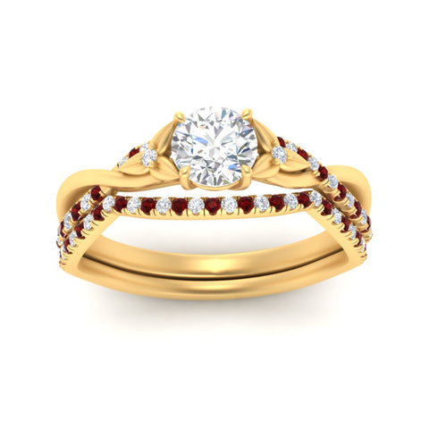 twisted-daisy-round-ruby-bridal-ring-set-in-yellow-gold-FD9986B2ROGRUDR-NL-YG