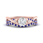 Load image into Gallery viewer, twisted-daisy-round-sapphire-bridal-ring-set-in-rose-gold-FD9986B2ROGSABL-NL-RG
