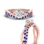 Load image into Gallery viewer, twisted-daisy-round-sapphire-bridal-ring-set-in-rose-gold-FD9986B2ROGSABL-NL-RG
