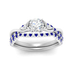 Load image into Gallery viewer, twisted-daisy-round-sapphire-bridal-ring-set-in-white-gold-FD9986B2ROGSABL-NL-WG
