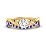 Load image into Gallery viewer, twisted-daisy-round-sapphire-bridal-ring-set-in-yellow-gold-FD9986B2ROGSABL-NL-YG
