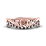 Load image into Gallery viewer, twisted-daisy-semi-mount-black-diamond-bridal-ring-set-in-rose-gold-FD9986B2SMGBLACK-NL-RG
